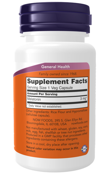 NOW Foods Melatonin 3 mg – 180 Veg Capsules