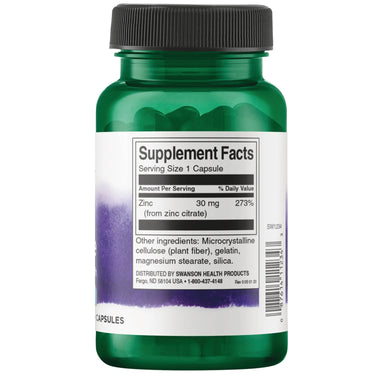 Swanson Zinc Citrate 30 mg – 60 Capsules